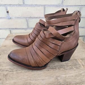 Strappy Leather Ankle Boots